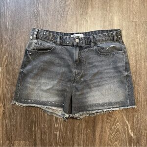 ZARA Women’s 1985 Crop Short Denim Shorts Size 36 High Rise Raw Hem Black Summer